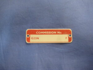 MGB ROADSTER COMMISSION PLATE G23N   F    CRCP354