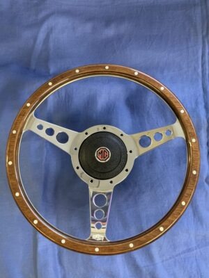 13WSWD MGB & MIDGET 13" DISHED WOODEN STEERING WHEEL & BOS