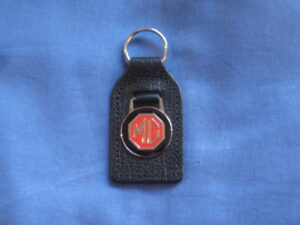 GAC4038AR MG BLACK & RED & LEATHER AND ENAMEL KEY FOB KEY RING