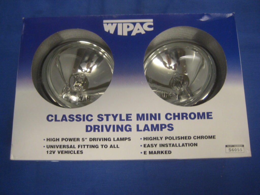 S6055 PAIR WIPAC 5" CLASSIC MINI STYLE CHROME DRIVING LAMPS