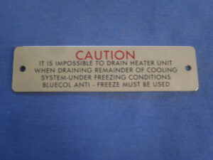 CRCP303 CAUTION HEATER METAL PLATE